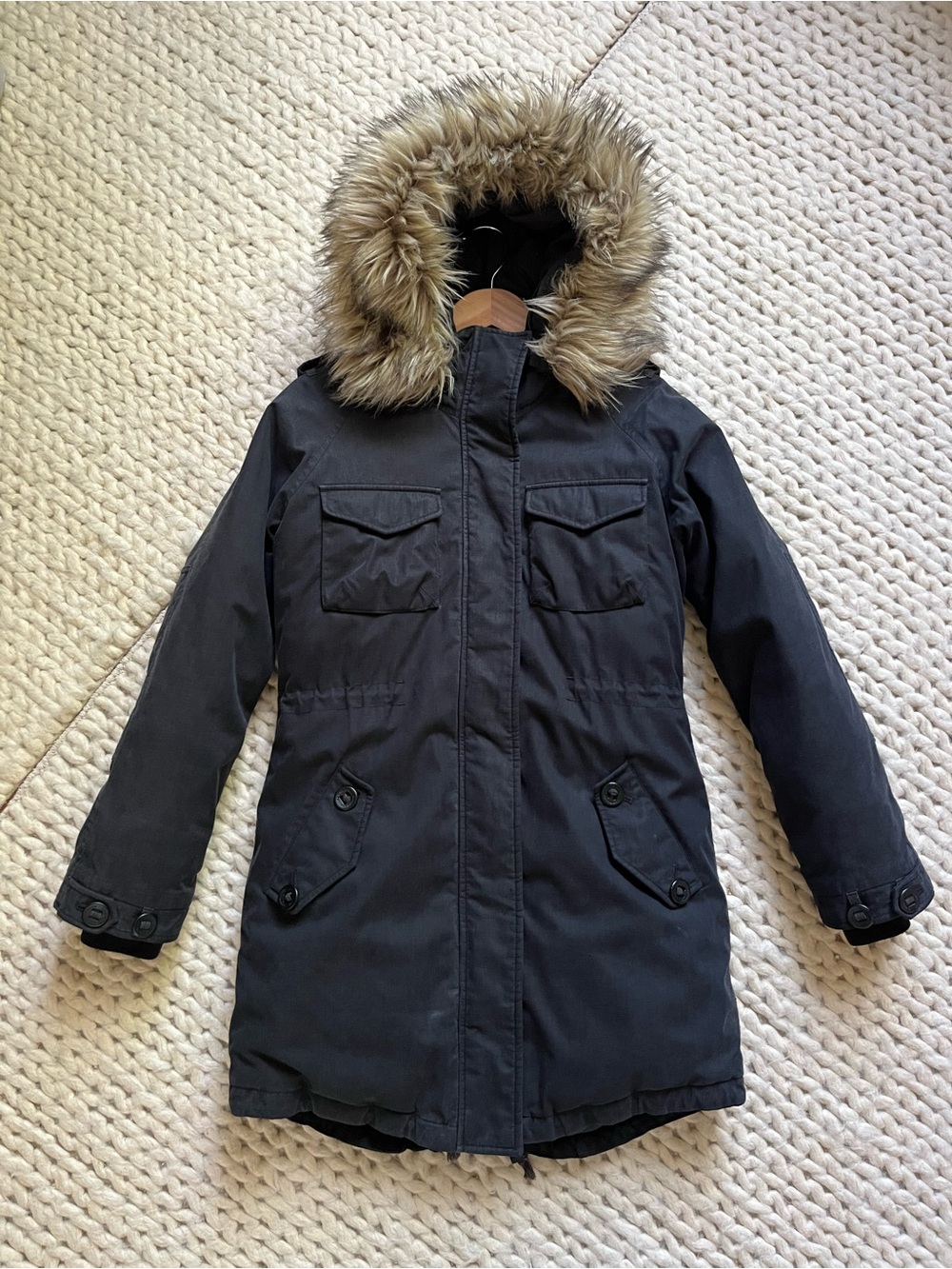 Aritzia Community Down Paradigm Parka Military Edition Faux Fur Hood | small